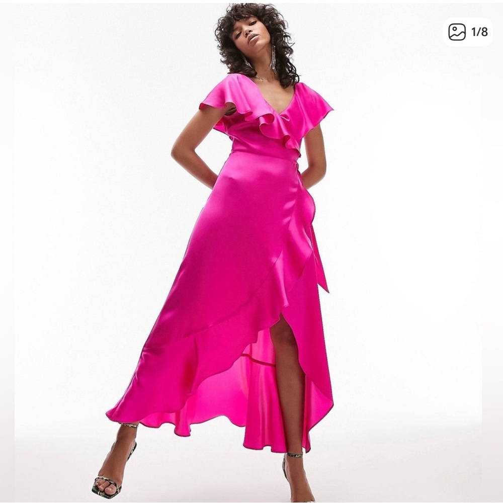 Topshop Fuchsia High Low Dress
